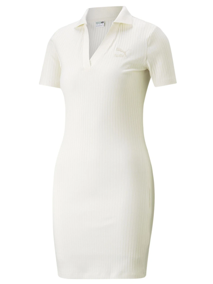 Puma Платье женское CLASSICS RIBBED V-COLLAR DRESS