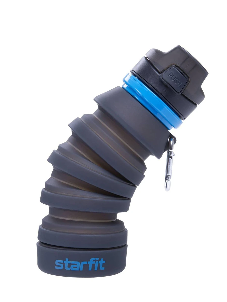 STARFIT Бутылка для воды складная STARFIT FB-100 с карабином, серый