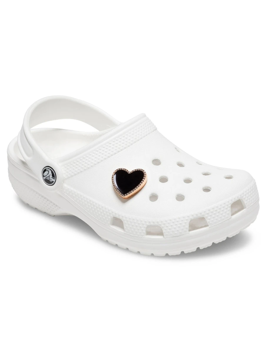 Crocs Джиббитс BLACK HEART WITH GOLD OUTLINE