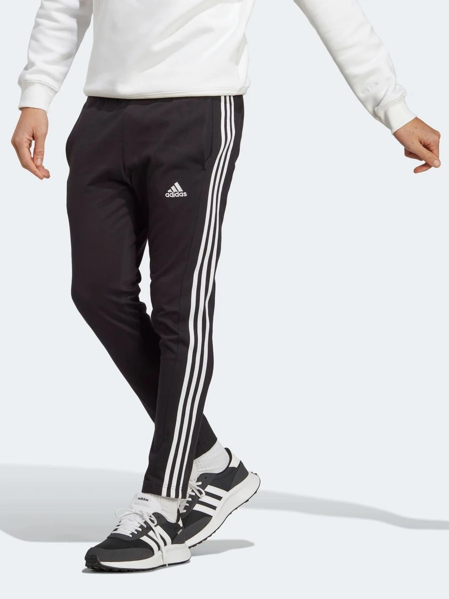 Adidas Брюки мужские ESSENTIALS SINGLE JERSEY TAPERED OPEN HEM 3-STRIPES PANTS