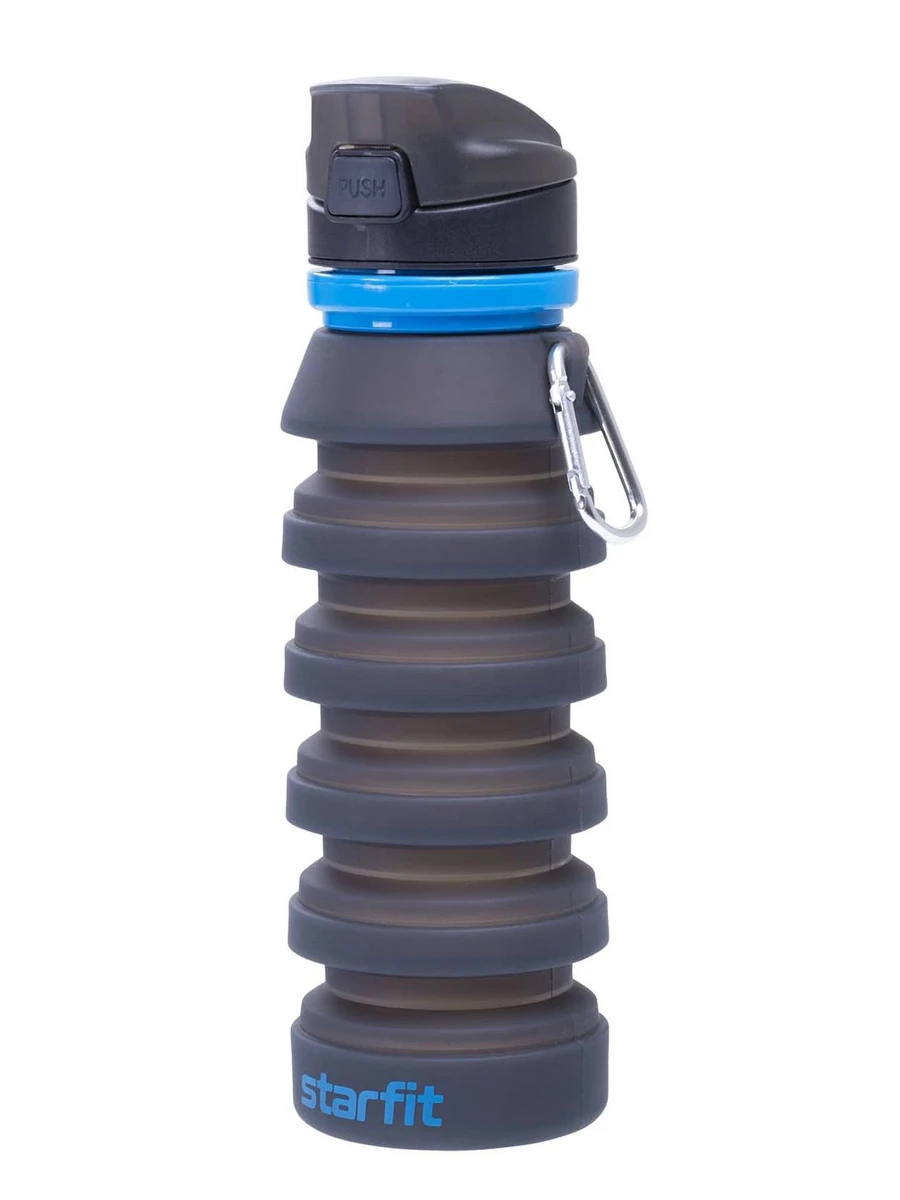 STARFIT Бутылка для воды складная STARFIT FB-100 с карабином, серый
