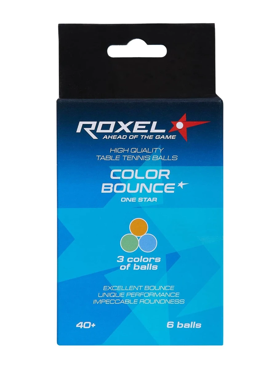 Roxel Мячи для настольного тенниса 1* COLOR BOUNCE (6шт.)