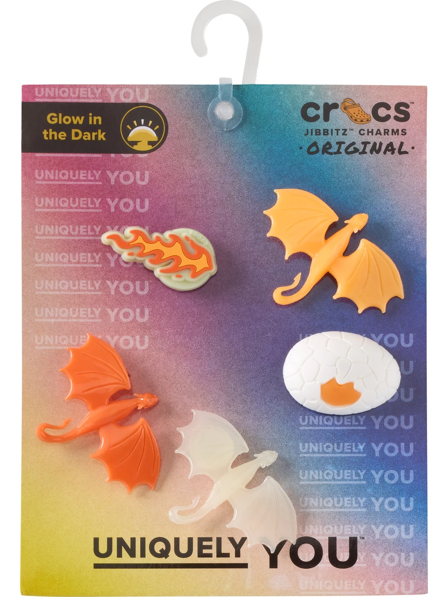 Crocs Набор джиббитс GLOW IN THE DARK DRAGON (5шт.)