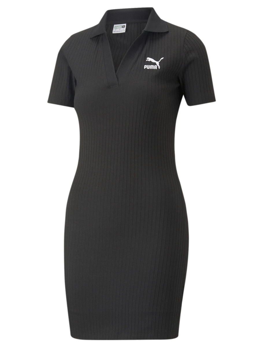 Puma Платье женское CLASSICS RIBBED V-COLLAR DRESS