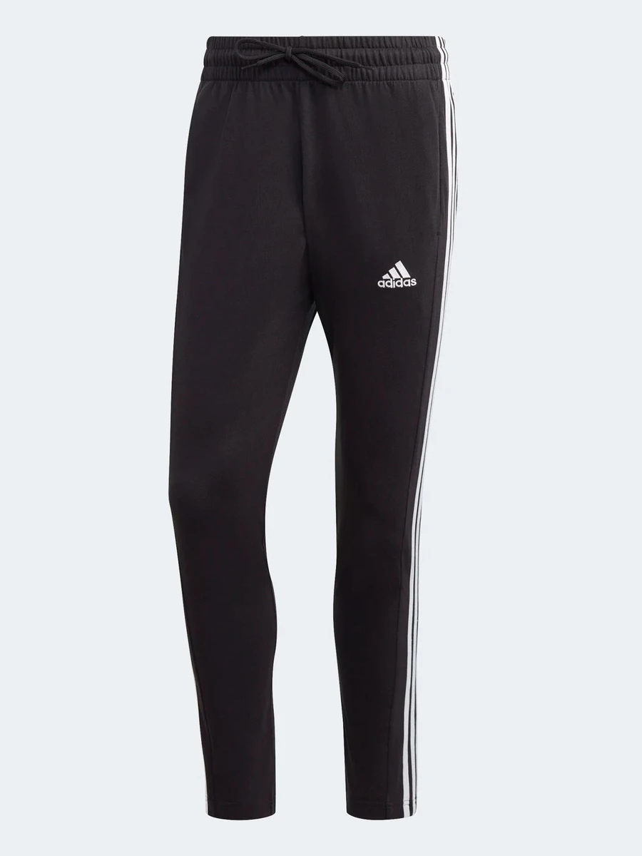 Adidas Брюки мужские ESSENTIALS SINGLE JERSEY TAPERED OPEN HEM 3-STRIPES PANTS
