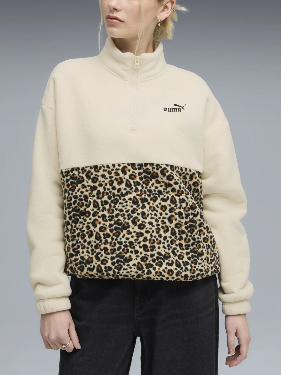 Puma Джемпер женский ESS GRAPHIC ANIMAL RELAXED HALF-ZIP CREW