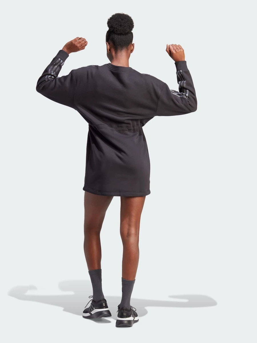 Adidas Платье женское FLORAL GRAPHIC 3-STRIPES FLEECE DRESS