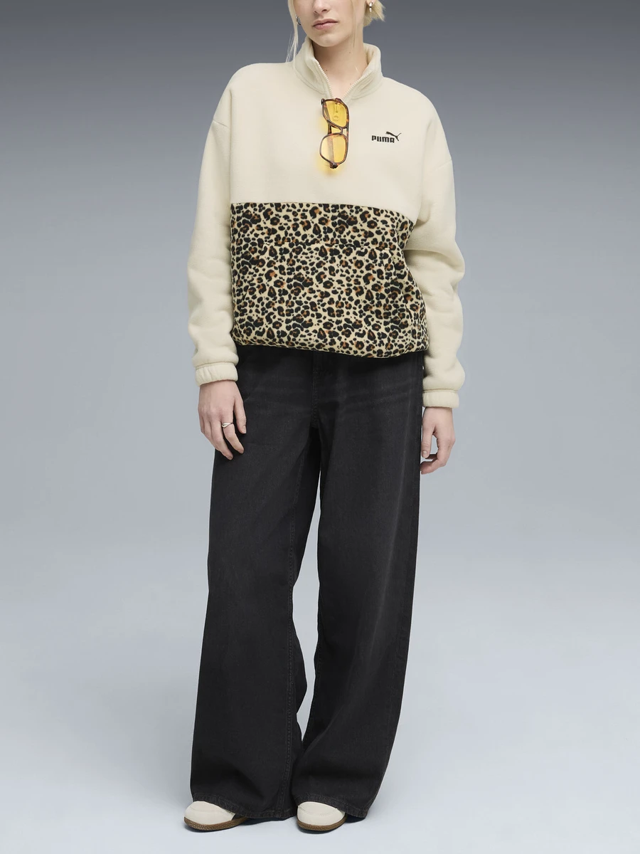 Puma Джемпер женский ESS GRAPHIC ANIMAL RELAXED HALF-ZIP CREW