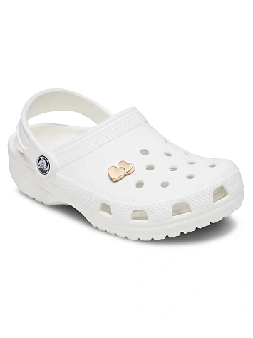 Crocs Джиббитс GOLD DOUBLE HEART