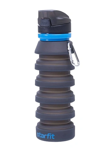 STARFIT Бутылка для воды складная STARFIT FB-100 с карабином, серый
