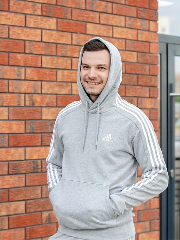 Adidas Джемпер мужской ESSENTIALS FRENCH TERRY 3-STRIPES HOODIE
