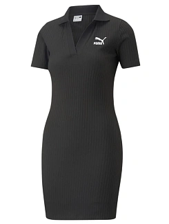 Puma Платье женское CLASSICS RIBBED V-COLLAR DRESS