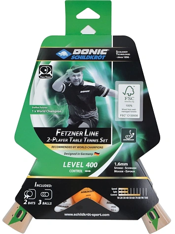Donic Набор для настольного тенниса FETZNER 400 (2 ракетки + 3 мяча)