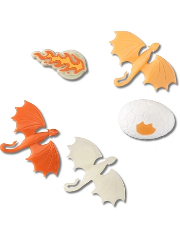 Crocs Набор джиббитс GLOW IN THE DARK DRAGON (5шт.)