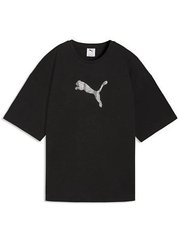 Puma Футболка женская ESS GRAPHICS LEO LUXE BEDAZZLED OVERSIZED TEE