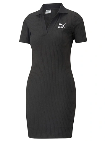 Puma Платье женское CLASSICS RIBBED V-COLLAR DRESS