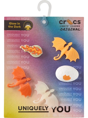 Crocs Набор джиббитс GLOW IN THE DARK DRAGON (5шт.)