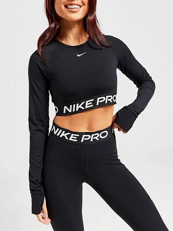 Nike Топ с длинным рукавом женский PRO DF 365 CROP LS