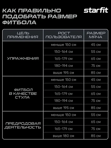 Starfit Фитбол высокой плотности 55 см, 1100 гр, антивзрыв