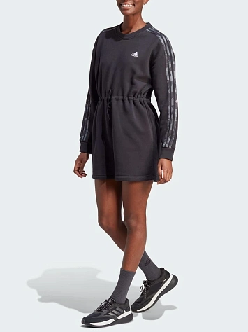 Adidas Платье женское FLORAL GRAPHIC 3-STRIPES FLEECE DRESS